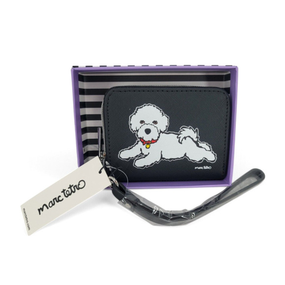 Marc Tetro Doodle‎ Dog Wristlet Wallet Black Zippered Coin Purse Card Wallet NEW